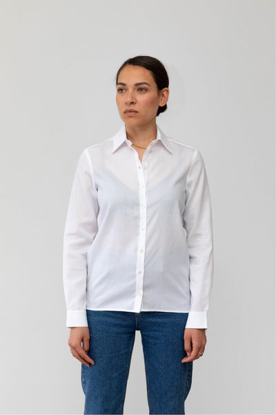 Classic women's shirt Tencel front #color_white