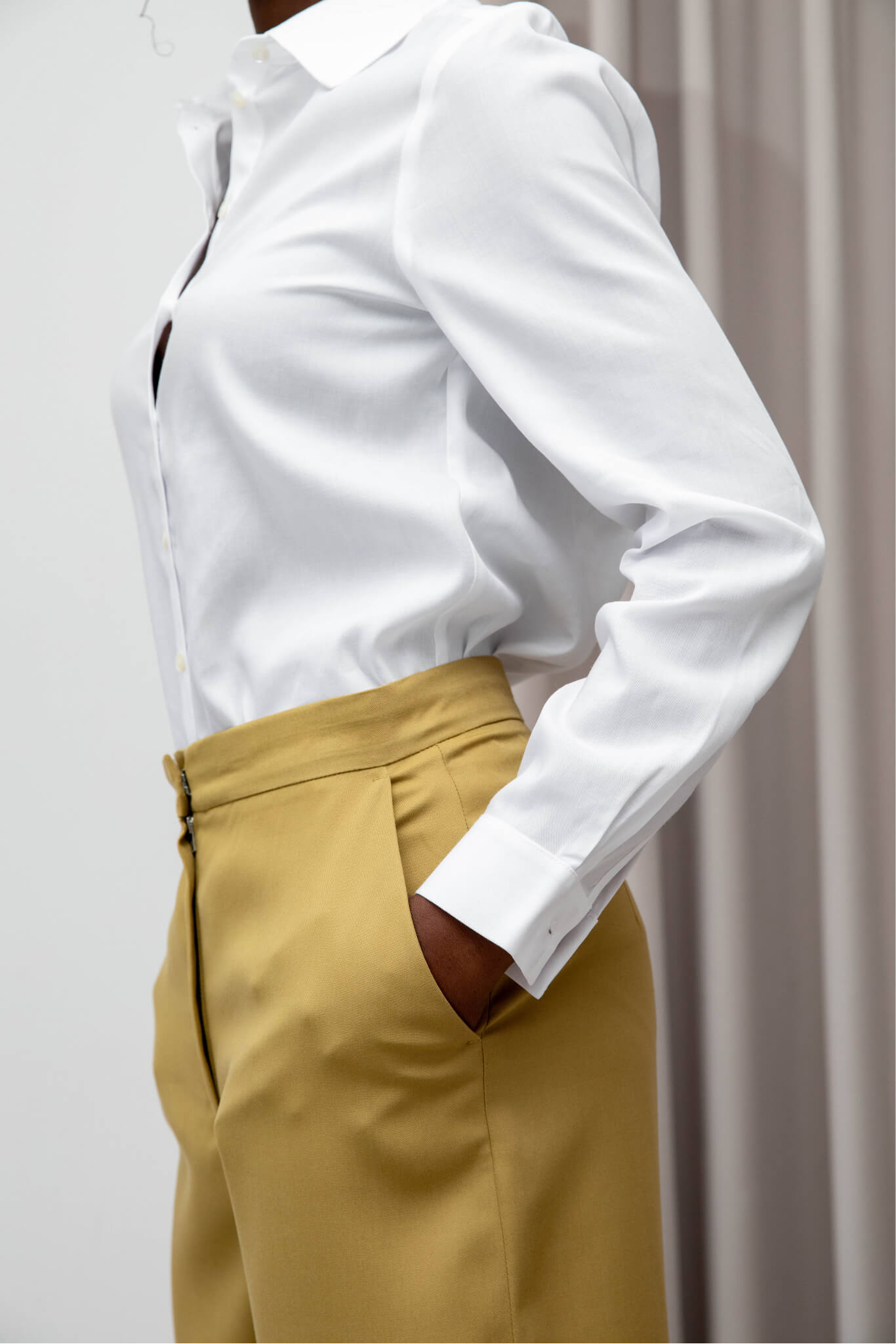 Classic women's shirt Tencel side details #color_white