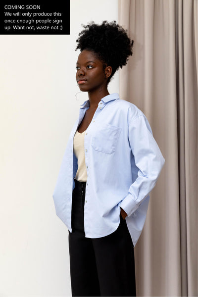 Oversized shirt organic cotton hand in pocket #color_light-blue