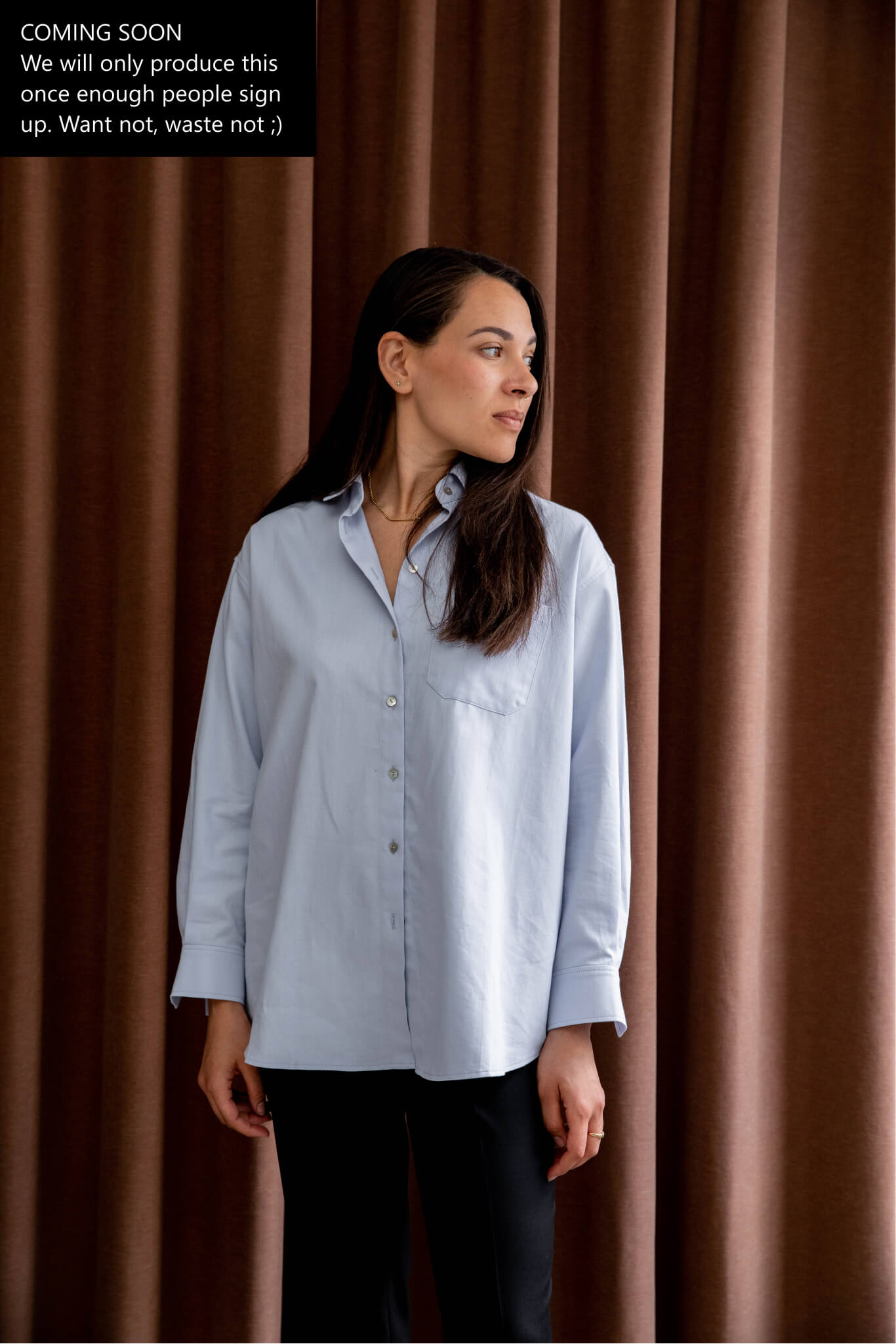 Oversized shirt organic cotton front #color_light-blue