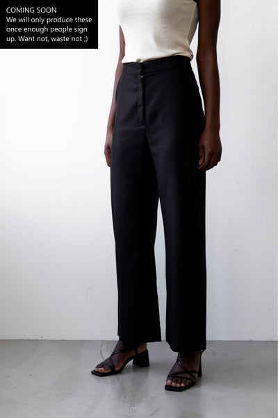 Sustainable Tencel Refibra wide leg pants black front #color_black