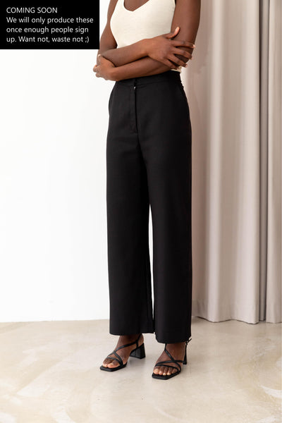 Sustainable Tencel Refibra wide leg pants black front #color_black