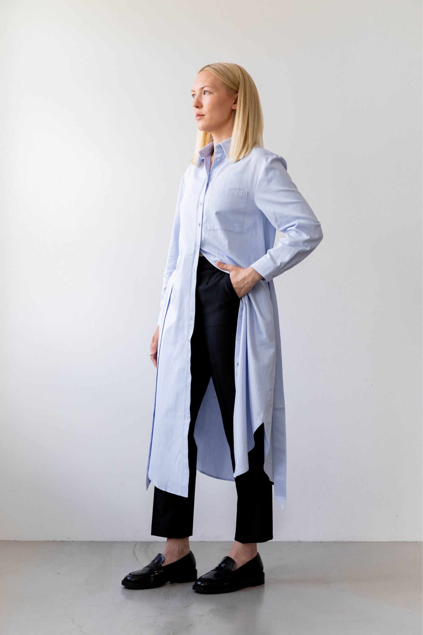 Midi shirt dress organic cotton side