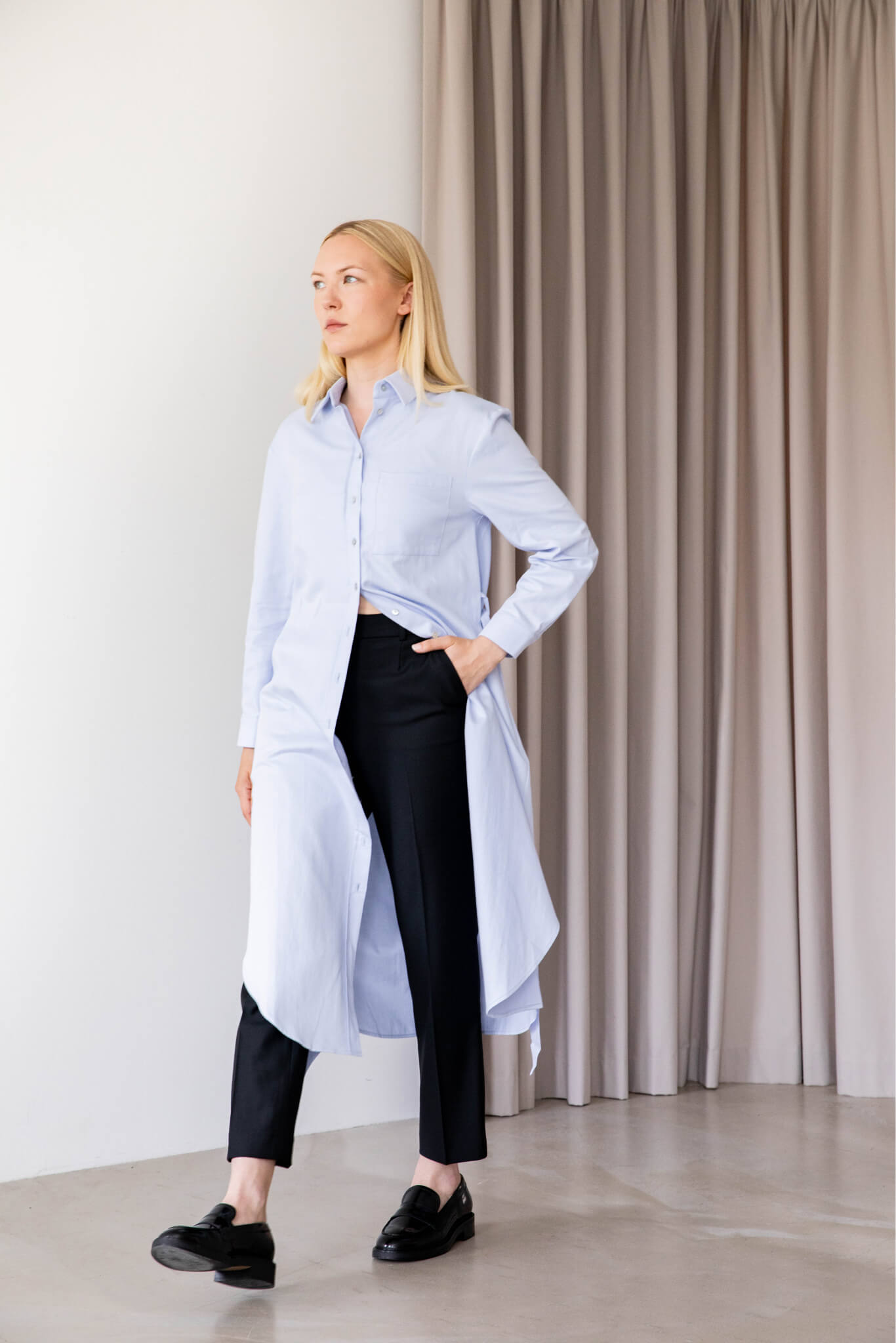 Midi shirt dress organic cotton walking