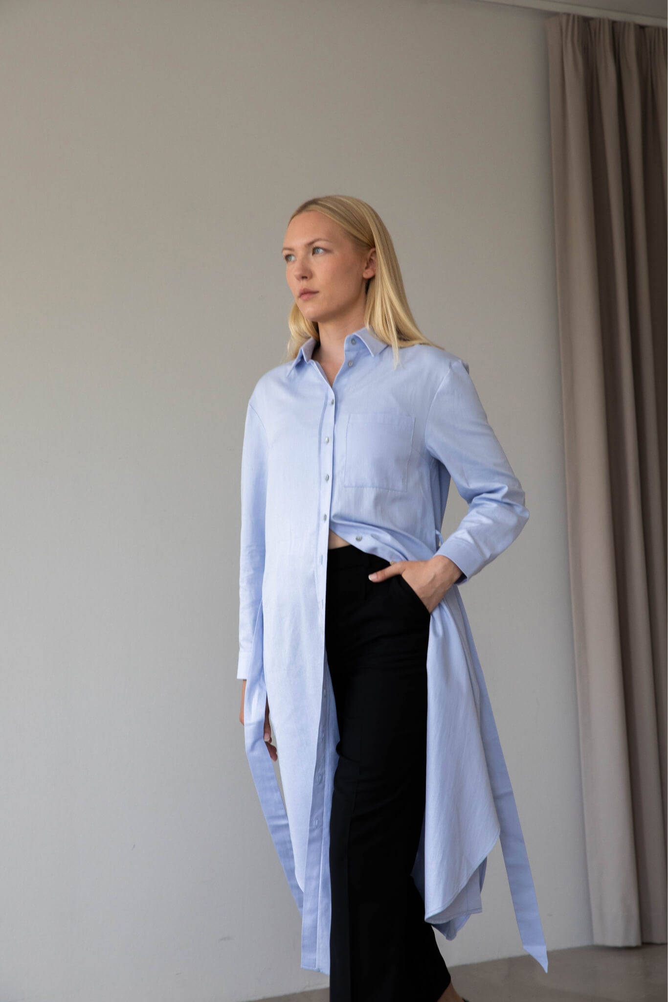 Midi shirt dress organic cotton walking