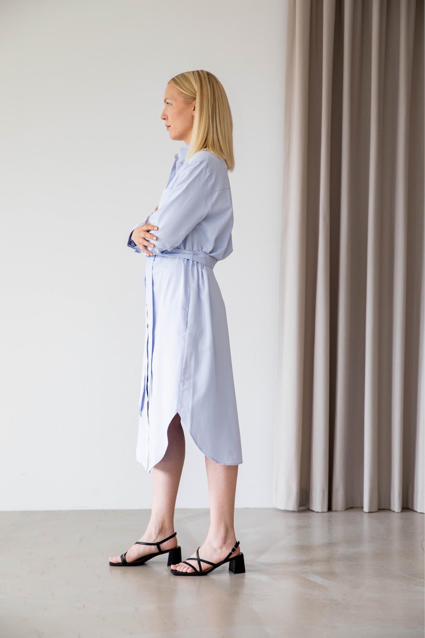 Midi shirt dress organic cotton side