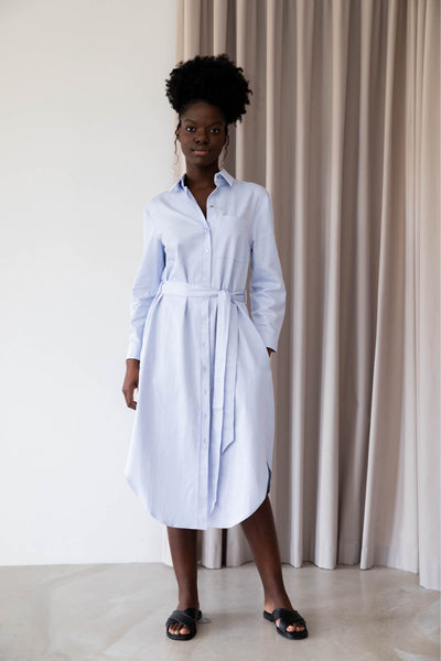 Midi shirt dress organic cotton front