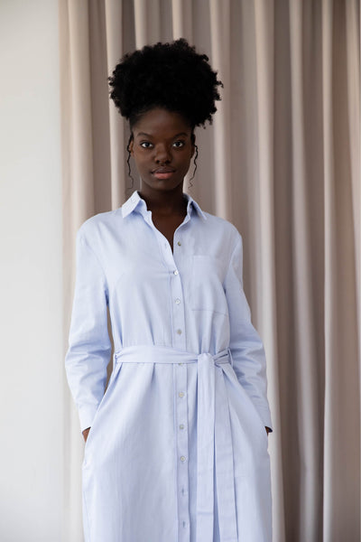 Midi shirt dress organic cotton front zoom