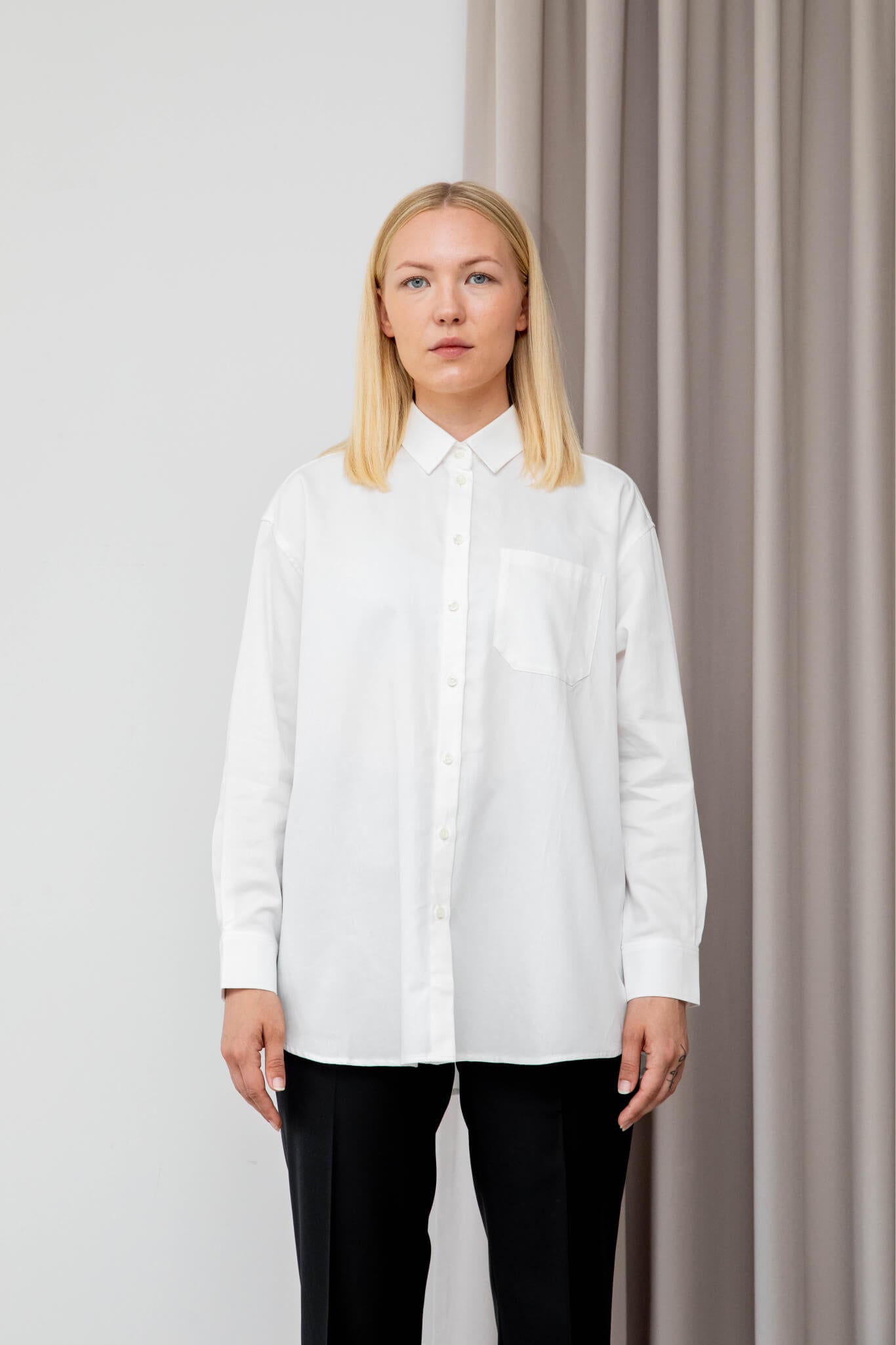 Oversized shirt organic cotton front #color_white