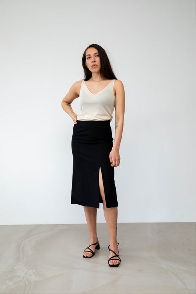 Organic wool skirt front