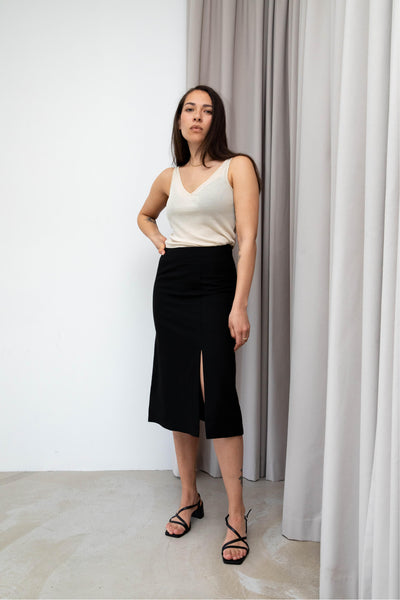 Organic wool skirt front