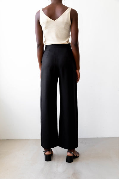 Wide leg pants in black, TENCEL™ Refibra