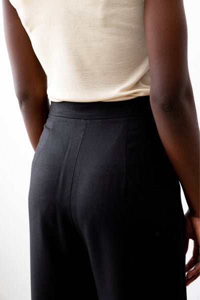 Wide leg pants in black, TENCEL™ Refibra